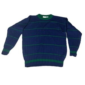 Vintage Sweater Tennis Golf Crewneck Blue Striped Grandpa Medium GSCompany NWT